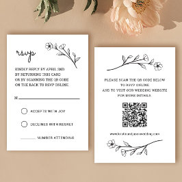 Wildflower RSVP Card met QR Code Kaartje