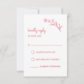 Wildflower RSVP-kaart in Roos Rood RSVP Kaartje (Voorkant)
