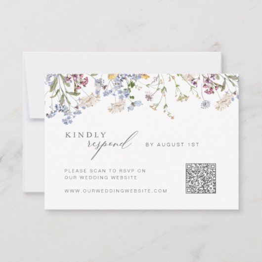Wildflower RSVP kaart met QR code Floral Boho (Voorkant)