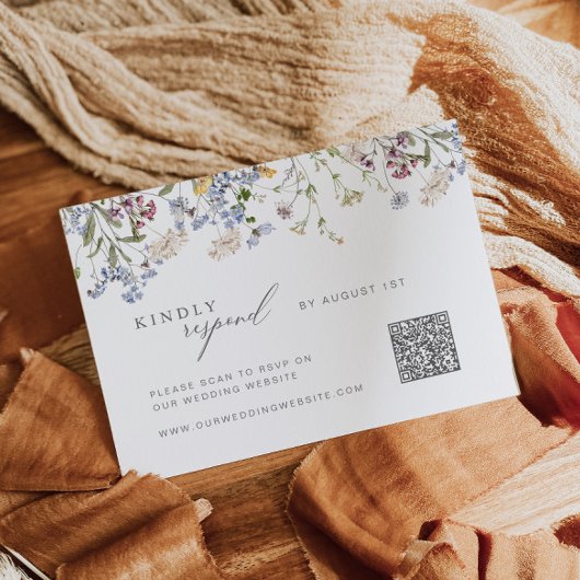 Wildflower RSVP kaart met QR code Floral Boho