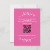 Wildflower RSVP-kaart met QR-code in Hot Pink RSVP Kaartje (Achterkant)