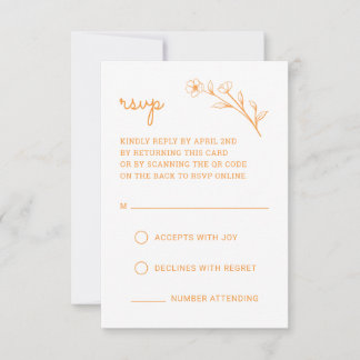 Wildflower RSVP-kaart met QR-code in Sunset Sinaas RSVP Kaartje