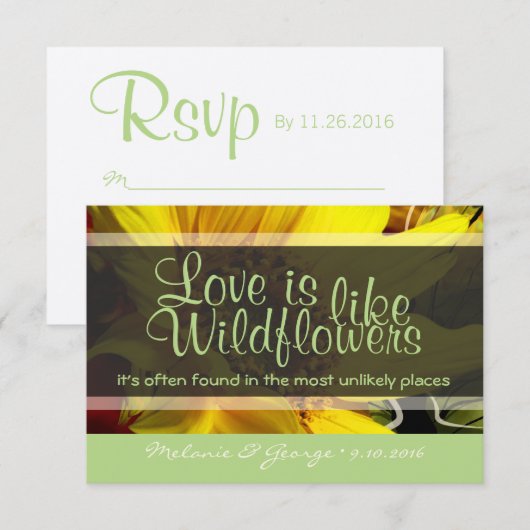 Wildflower RSVP Kaartje (Voorkant / Achterkant)