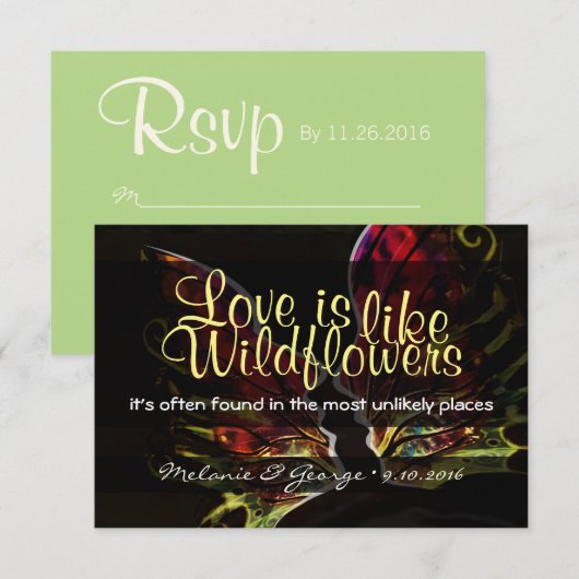 Wildflower RSVP Kaartje (Voorkant / Achterkant)