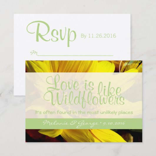 Wildflower RSVP Kaartje (Voorkant / Achterkant)