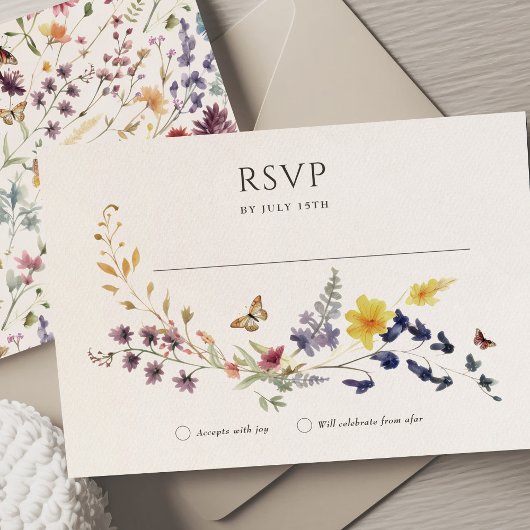 Wildflower RSVP Trouwtoevoeging Bohemian Kaart