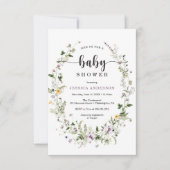 Wildflower Rustic Baby shower Invitation Kaart (Voorkant)