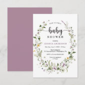 Wildflower Rustic Baby shower Invitation Kaart (Voorkant / Achterkant)
