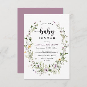 Wildflower Rustic Baby shower Invitation Kaart