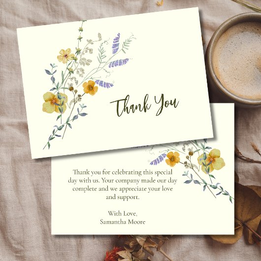 Wildflower Rustic Boho Bedankt Card
