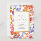 Wildflower Rustic Boho Floral Elegante bruiloft Kaart (Voorkant)