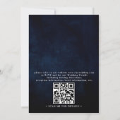 Wildflower Rustic Boho Navy Chic QR Code Wedding Kaart (Achterkant)