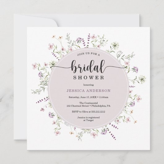 Wildflower Rustic Bruids Douche Uitnodiging Kaart (Voorkant)