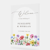 Wildflower Rustic Chic Bloemen Boho Huwelijk Welko Acryl Bord (Hoek)