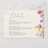 Wildflower Rustic Chic Bloemen Boho Wedding Detail Informatiekaartje (Voorkant)