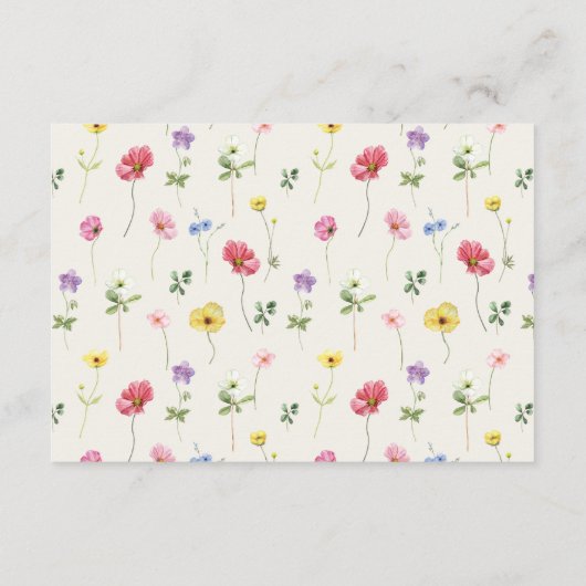 Wildflower Rustic Chic Bloemen Boho Wedding Detail Informatiekaartje (Achterkant)