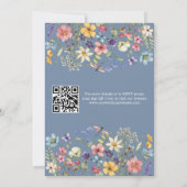 Wildflower Rustic Chic Blue Wedding QR-code Kaart (Achterkant)