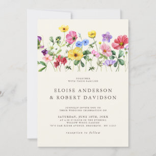 Wildflower Rustic Chic Boho Floral Details Huwelij Kaart