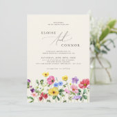 Wildflower Rustic Chic Boho Floral Details Huwelij Kaart (Staand voorkant)