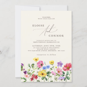 Wildflower Rustic Chic Boho Floral Details Huwelij Kaart