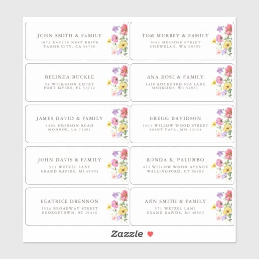 Wildflower Rustic Chic boho Floral Guest Address Sticker (Vel)