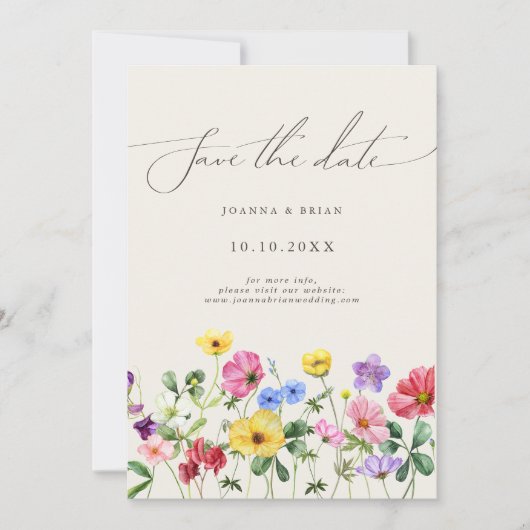 Wildflower Rustic Chic Floral Boho Bewaar de datum Save The Date (Voorkant)