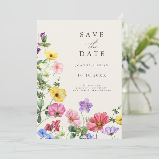 Wildflower Rustic Chic Floral Boho Bewaar de datum Save The Date (Staand voorkant)