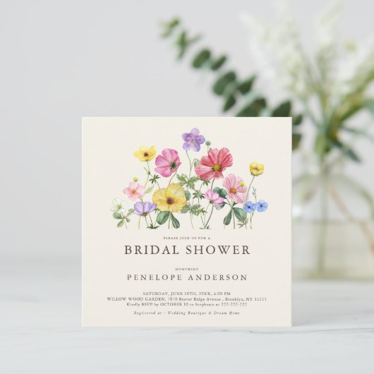 Wildflower Rustic Chic Floral Boho C Vrijgezellenf Kaart (Staand voorkant)