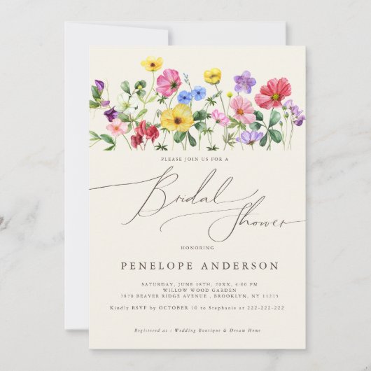 Wildflower Rustic Chic Floral Boho C Vrijgezellenf Kaart (Voorkant)