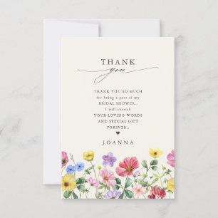 Wildflower Rustic Chic Floral Boho Vrijgezellenfee Bedankkaart