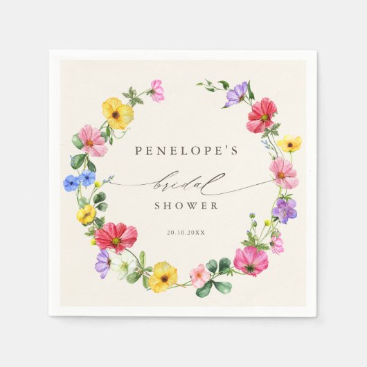 Wildflower Rustic Chic Floral boho Vrijgezellenfee Servet (Voorkant)