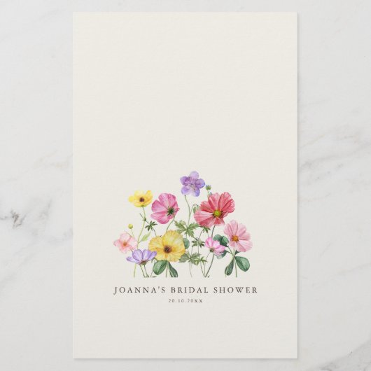 Wildflower Rustic Chic Floral Vrijgezellenfeest Ga (Achterkant)