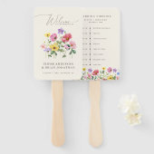 Wildflower Rustic Chic Floral Wedding tijdlijn Handwaaier (Voorkant en achterkant)