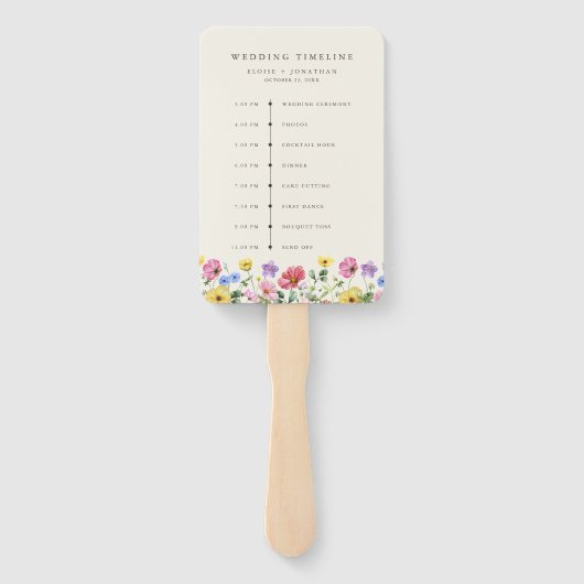 Wildflower Rustic Chic Floral Wedding tijdlijn Handwaaier (Achterkant)
