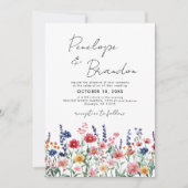 Wildflower Rustic Country Boho Chique Foto Huwelij Kaart (Voorkant)