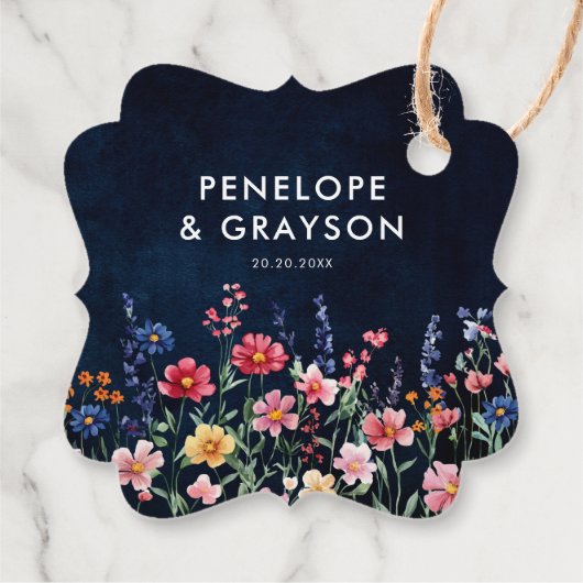 Wildflower Rustic Country Boho Floral Dank u Bedankjes Labels (Achterkant)