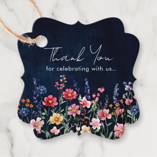 Wildflower Rustic Country Boho Floral Dank u Bedankjes Labels (Voorkant)