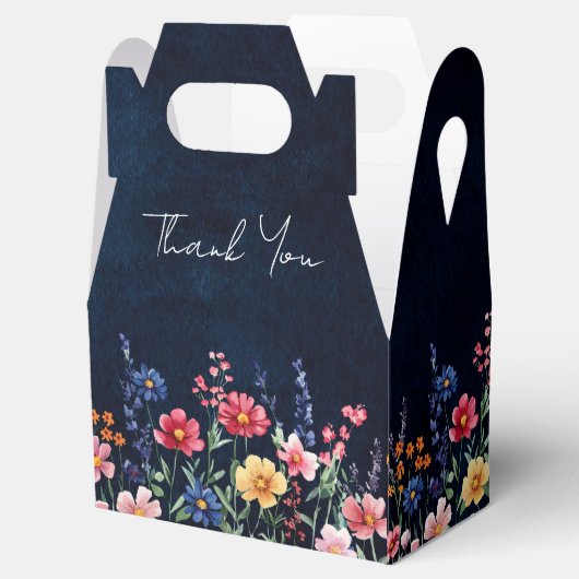 Wildflower Rustic Country Boho Floral Navy Wedding Bedankdoosjes (Geopend)