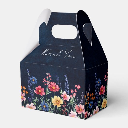 Wildflower Rustic Country Boho Floral Navy Wedding Bedankdoosjes (Voorkant Zijde)