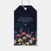 Wildflower Rustic Country Boho Floral Navy Wedding Cadeaulabel (Achterkant)