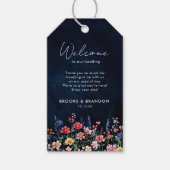 Wildflower Rustic Country Boho Floral Navy Wedding Cadeaulabel (Voorkant)