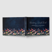 Wildflower Rustic Country Boho Floral Navy Wedding Gastenboek (Volledig)