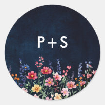 Wildflower Rustic Country Boho Floral Navy Wedding