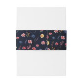 Wildflower Rustic Country Boho Floral Navy Wedding Uitnodigingen Wikkel (Achterkant Voorbeeld)