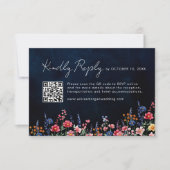 Wildflower Rustic Country Boho Marine QR Code Foto RSVP Kaartje (Voorkant)