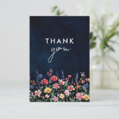 Wildflower Rustic Country Boho Marine Trouwfoto Bedankkaart (Staand voorkant)