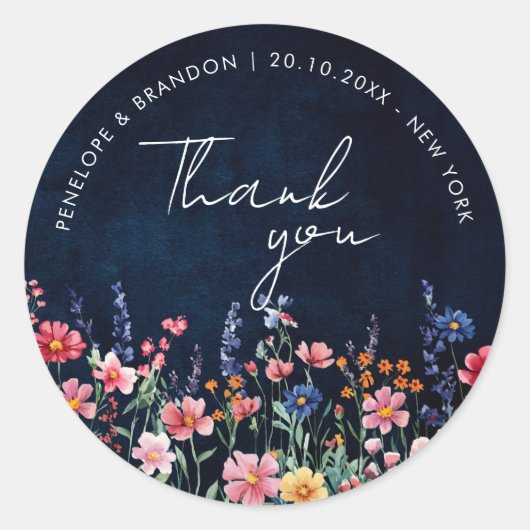 Wildflower Rustic Country Boho Wedding bedankt Ronde Sticker (Voorkant)