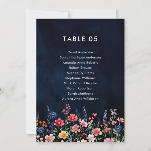 Wildflower Rustic Country Boho Zitplaatskaart Kaar Kaart (Voorkant)