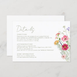 Wildflower Rustic Country Floral Garden Wedding Informatiekaartje