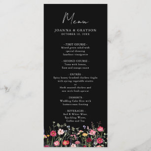 Wildflower Rustic Country Floral Garden Wedding Menu